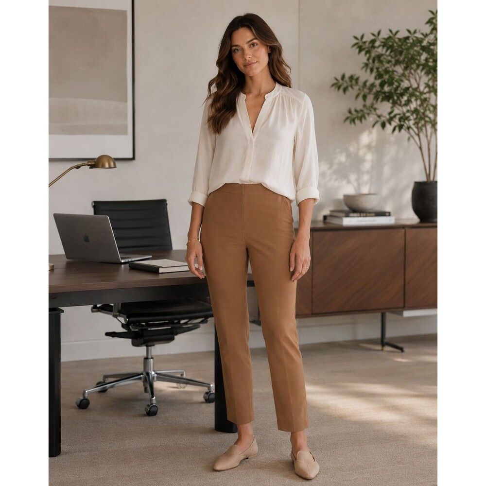MM.LAFLEUR Women’s New Pants 8 Brown Stretch Ankle Slim HK20CR